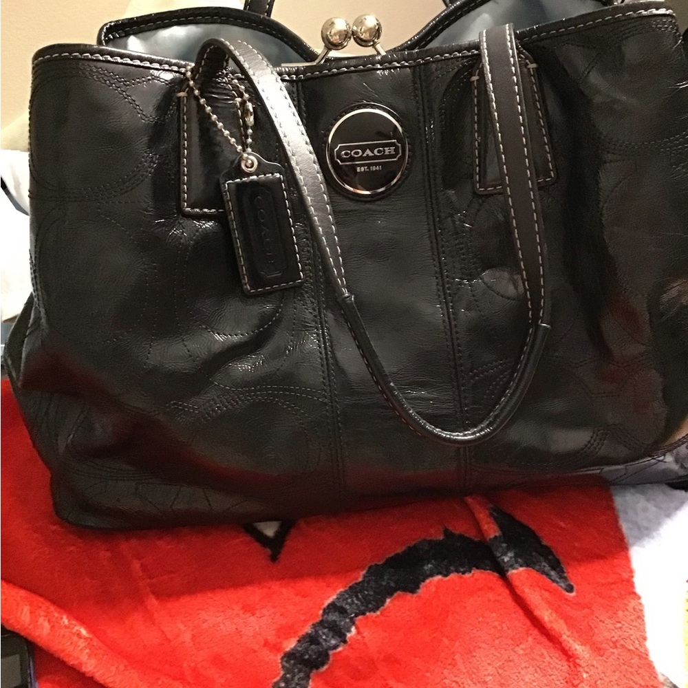 Coach Black Leather Tote Bag